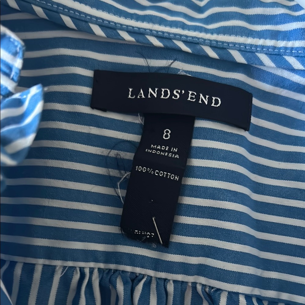 Blue Striped Blouse with Ruffle - Picture 2 of 5